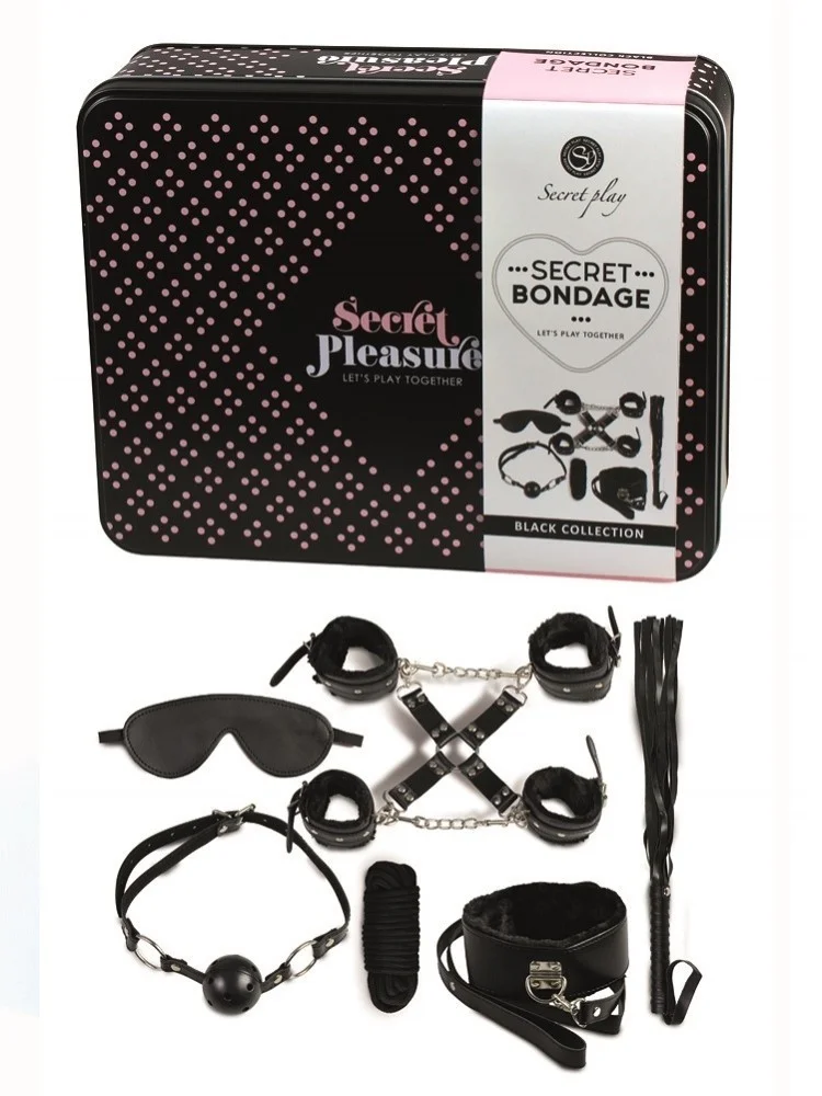Secret Bondage : Ensemble BDSM 8 pcs 6148k - Noir