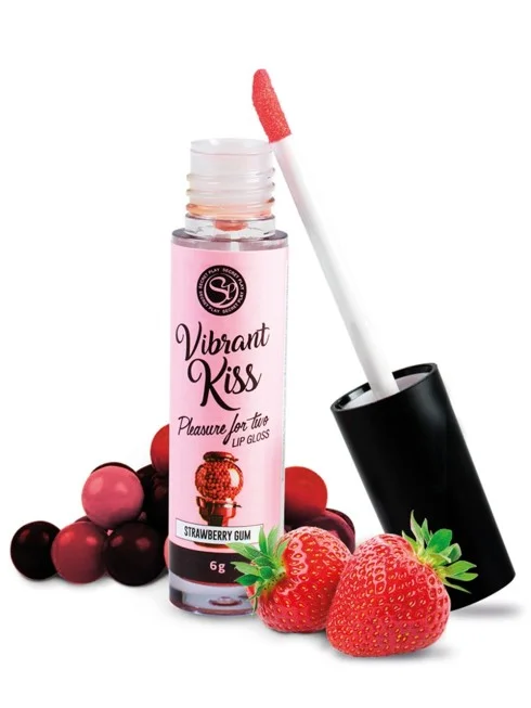 Gloss sexe oral vibrant chewing gum à la fraise 100% comestible - SP6539