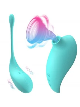 Vibromasseur à succion clitoridien avec son œuf vibrant à distance - 0-B0009TUR
