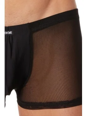 Boxer noir maille et brillance ajourée - LM902-67BLK