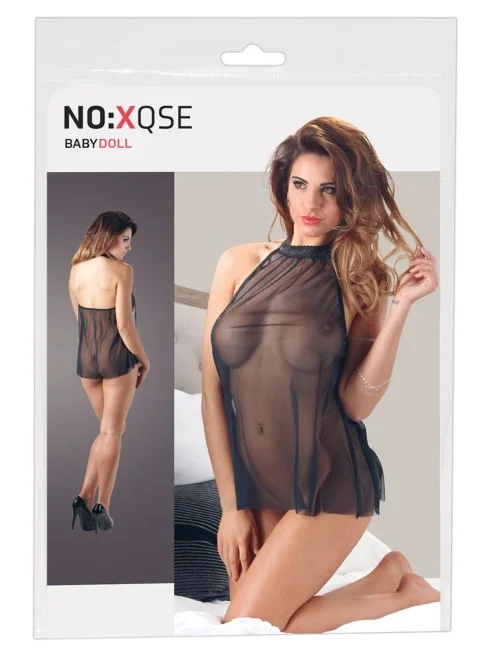 Nuisette en résille noire transparente - R2741040