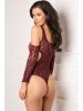 Body bordeaux échancré manches 3/4 - REN7069-BUR