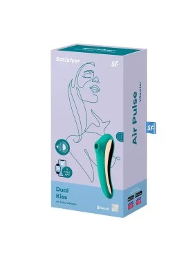 2 en 1 Stimulateur de clitoris et vibromasseur Dual Kiss vert Satisfyer - CC597775
