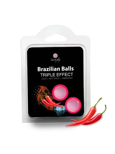2 boules de massage brésiliennes triple effet froid, chaud et vibration - BZ3699