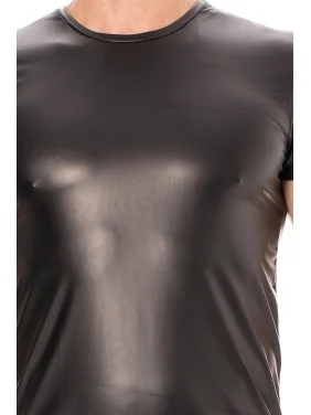 T-shirt simili cuir noir - LM2008-81BLK