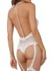 Combinaison blanche, style body avec jarretières attachées dentelle - DG0327WHT